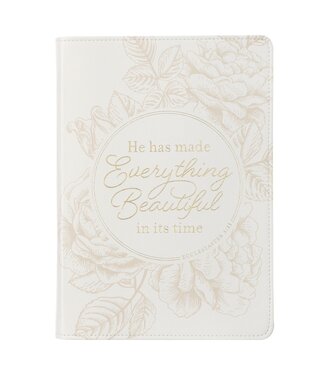 Christian Art Gifts Everything Beautiful White Faux Leather Classic Journal - Ecclesiastes 3:11 | 仿皮經典筆記本
