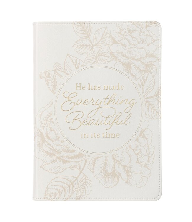 Everything Beautiful White Faux Leather Classic Journal - Ecclesiastes 3:11 | 仿皮經典筆記本
