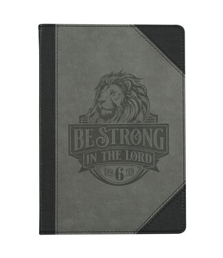 Christian Art Gifts Be Strong in the Lord Black and Gray Lion Faux Leather Journal - Ephesians 6:10 | 仿皮經典日記本