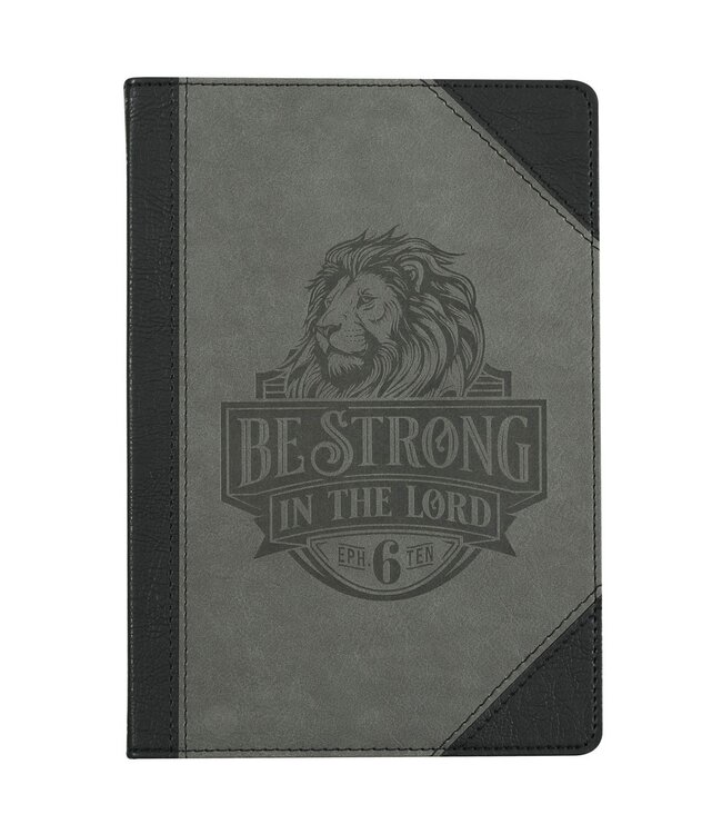 Be Strong in the Lord Black and Gray Lion Faux Leather Journal - Ephesians 6:10Be Strong in the Lord Black and Gray Lion Faux Leather Journal - Ephesians 6:10 | 仿皮經典日記本