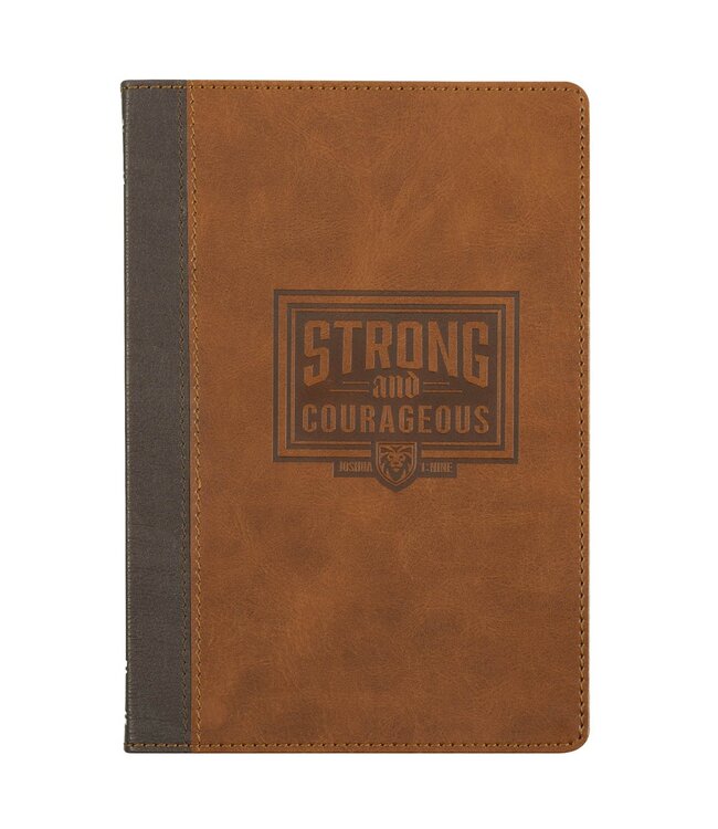 Strong and Courageous Espresso and Saddle Tan Faux Leather Classic Journal - Joshua 1:9 | 仿皮經典日記本