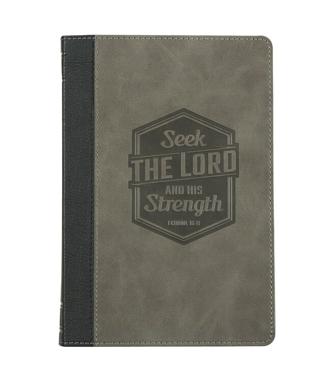 Seek the Lord Black and Gray Faux Leather Classic Journal - 1 Chronicles 16:11 | 仿皮經典日記本
