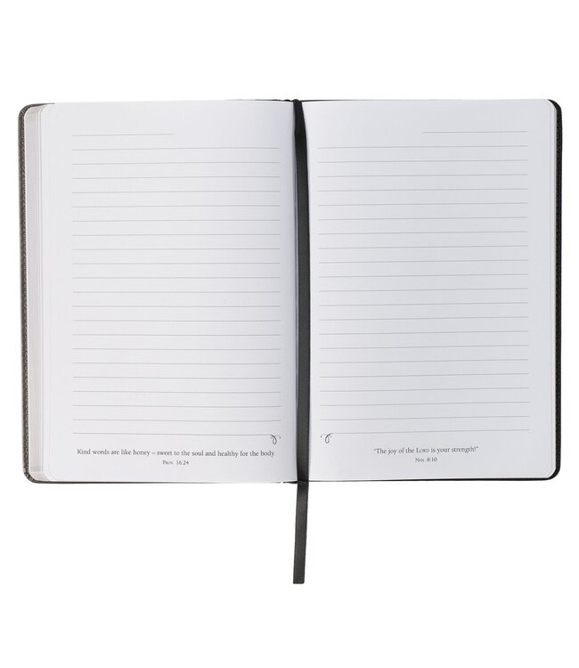 Seek the Lord Black and Gray Faux Leather Classic Journal - 1 Chronicles 16:11 | 仿皮經典日記本