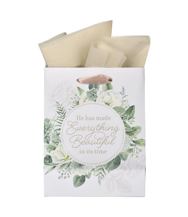 Everything Beautiful Green Wreath Medium Gift Bag - Ecclesiastes 3:11  | 禮物袋——中