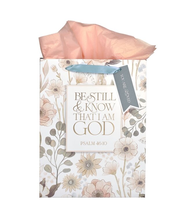 Be Still and Know Peach Meadow Large Portrait Gift Bag - Psalm 46:10 | 禮物袋——大