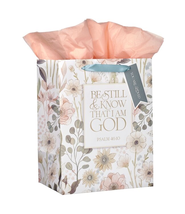 Be Still and Know Peach Meadow Large Portrait Gift Bag - Psalm 46:10 | 禮物袋——大