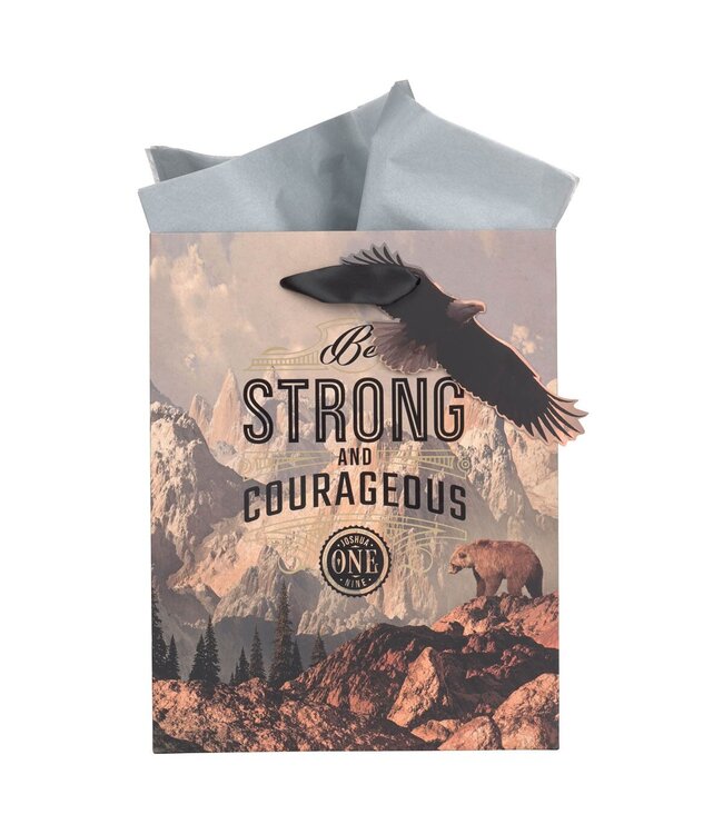 Strong and Courageous Mountain View Medium Gift Bag - Joshua 1:9 | 禮物袋——中