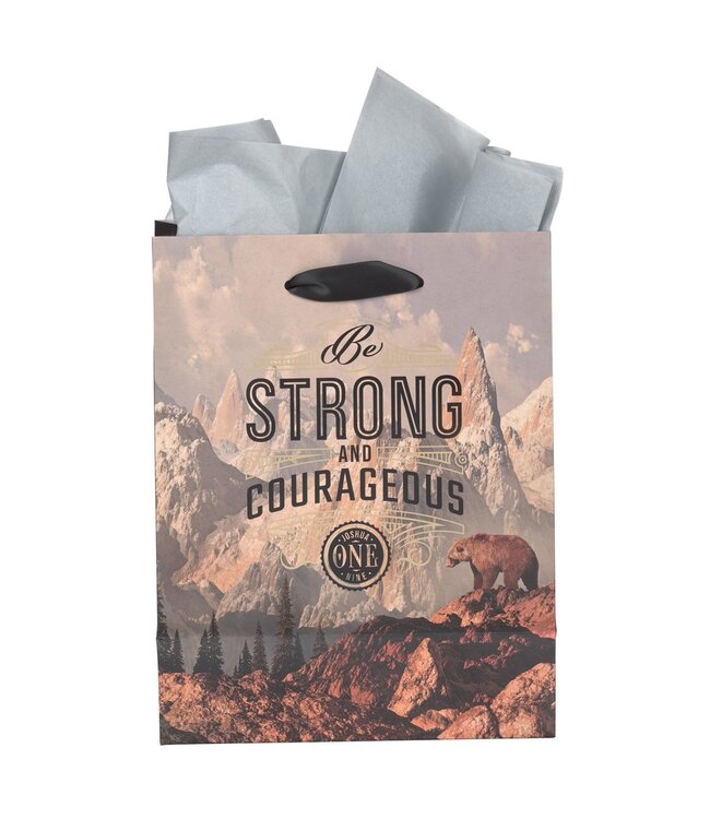 Strong and Courageous Mountain View Medium Gift Bag - Joshua 1:9 | 禮物袋——中