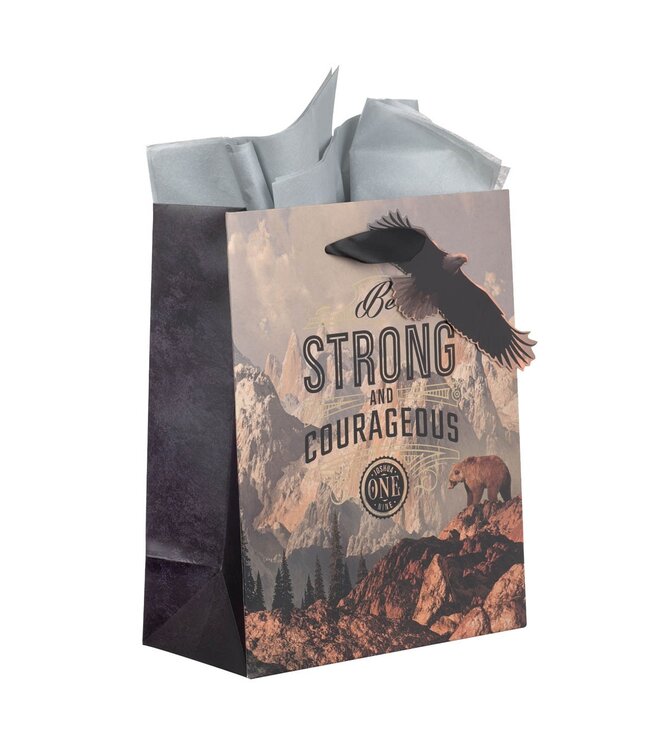 Strong and Courageous Mountain View Medium Gift Bag - Joshua 1:9 | 禮物袋——中