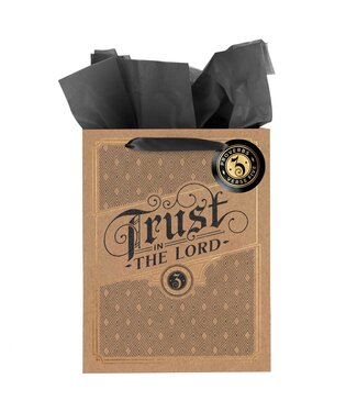 Christian Art Gifts Trust in the Lord Cork-brown Large Portrait Gift Bag - Proverbs 3:5 | 禮物袋——大