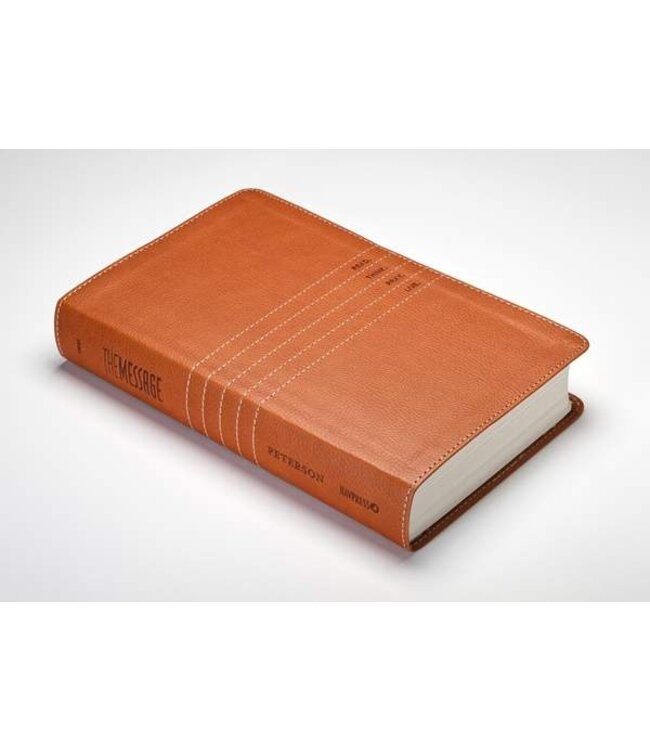 The Message/Personal Size Bible (Numbered Edition)-Saddle Brown LeatherLook
