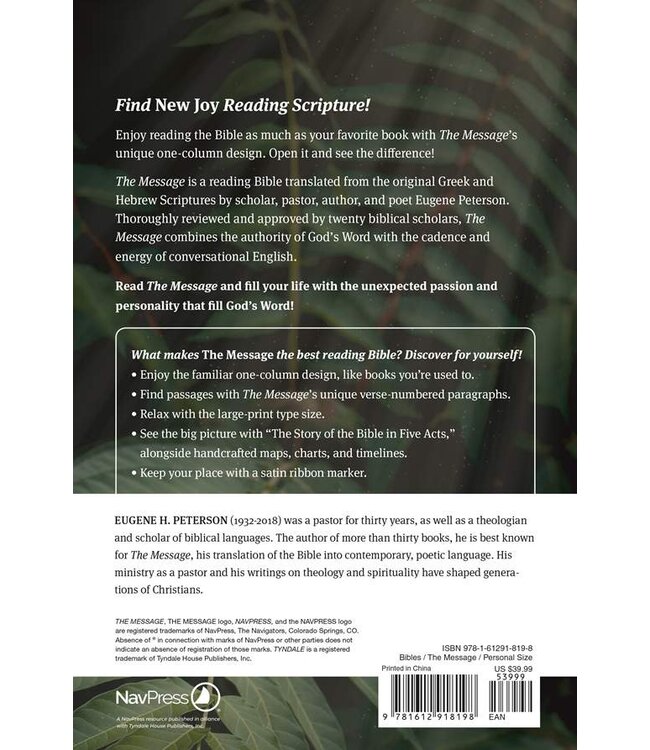 The Message/Personal Size Bible (Numbered Edition)-Saddle Brown LeatherLook