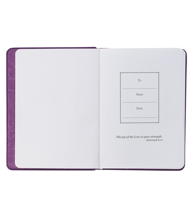 New Mercies Purple Floral Faux Leather Handy-sized Journal - Lamentations 3:22-23 | 仿皮便攜日記本