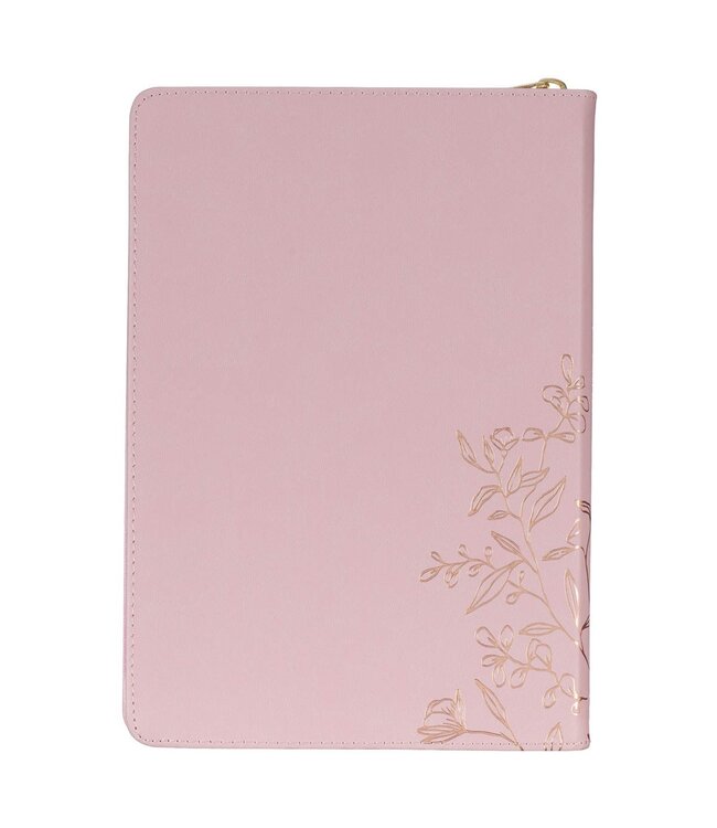 Strength and Dignity Pink Faux Leather Journal with Zippered Closure - Proverbs 31:25 | 仿皮拉鍊封口日記本