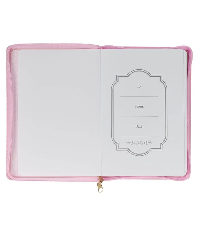 Strength and Dignity Pink Faux Leather Journal with Zippered Closure - Proverbs 31:25 | 仿皮拉鍊封口日記本