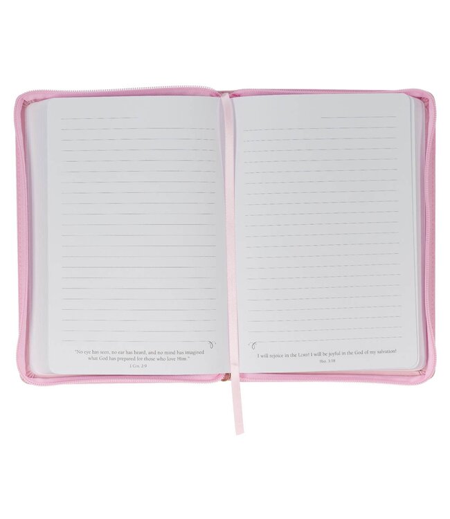 Strength and Dignity Pink Faux Leather Journal with Zippered Closure - Proverbs 31:25 | 仿皮拉鍊封口日記本