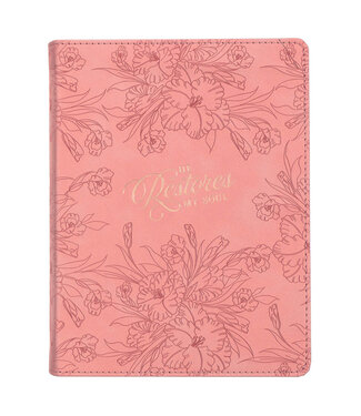 Christian Art Gifts He Restores My Soul Pink Floral Faux Leather Handy-sized Journal - Psalm 23:3 | 仿皮便攜日記本