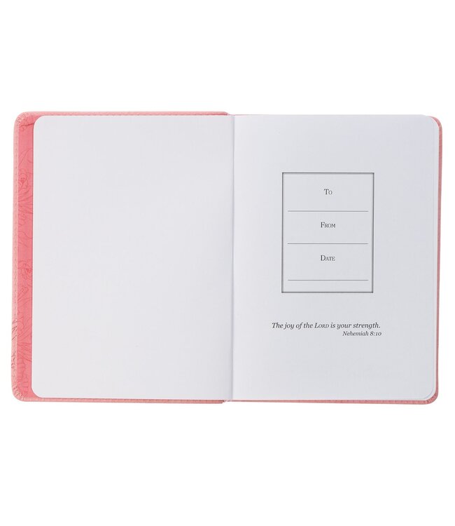 He Restores My Soul Pink Floral Faux Leather Handy-sized Journal - Psalm 23:3 | 仿皮便攜日記本