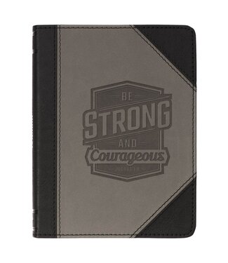 Christian Art Gifts Be Strong and Courageous Black and Gray Faux Leather Handy-sized Journal - Joshua 1:9 | 仿皮便攜日記本
