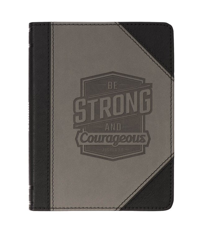 Be Strong and Courageous Black and Gray Faux Leather Handy-sized Journal - Joshua 1:9 | 仿皮便攜日記本