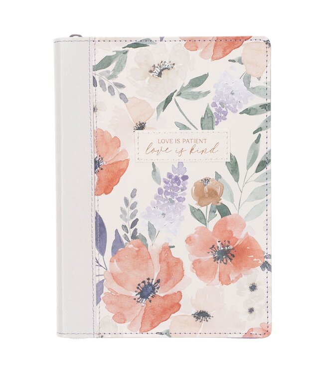Love is Kind Coral Poppy Faux Leather Journal with Zipper Closure | 仿皮拉鍊封口日誌本