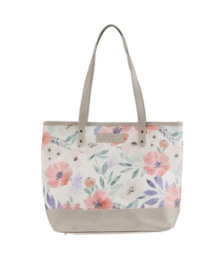Christian Art Gifts Love is Patient Coral Poppy Canvas Tote Bag | 帆布手提包