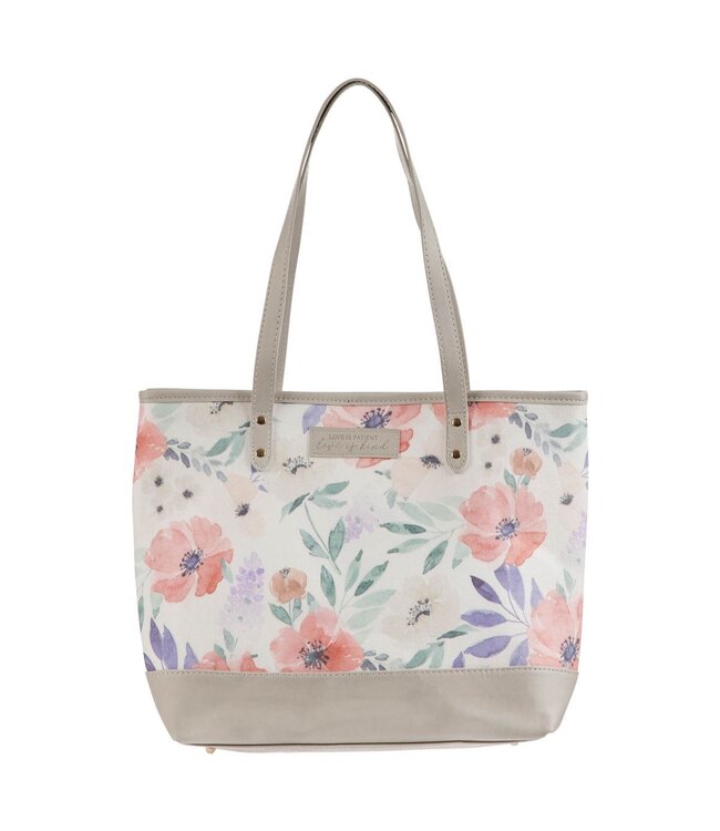 Love is Patient Coral Poppy Canvas Tote Bag | 帆布手提包