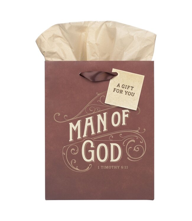 Man of God Brown Medium Gift Bag - 1 Timothy 6:11 | 中型禮物袋