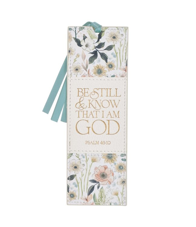 Be Still Teal Meadow Faux Leather Bookmark - Psalm 46:10 | 仿皮書籤