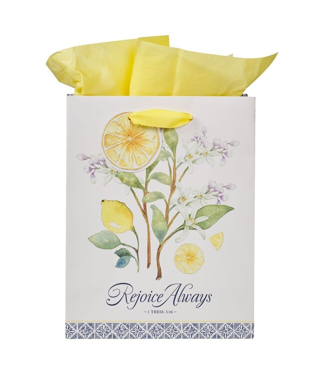 Rejoice Always White Lemon Medium Gift Bag - 1 Thessalonians 5:16 | 中型禮物袋