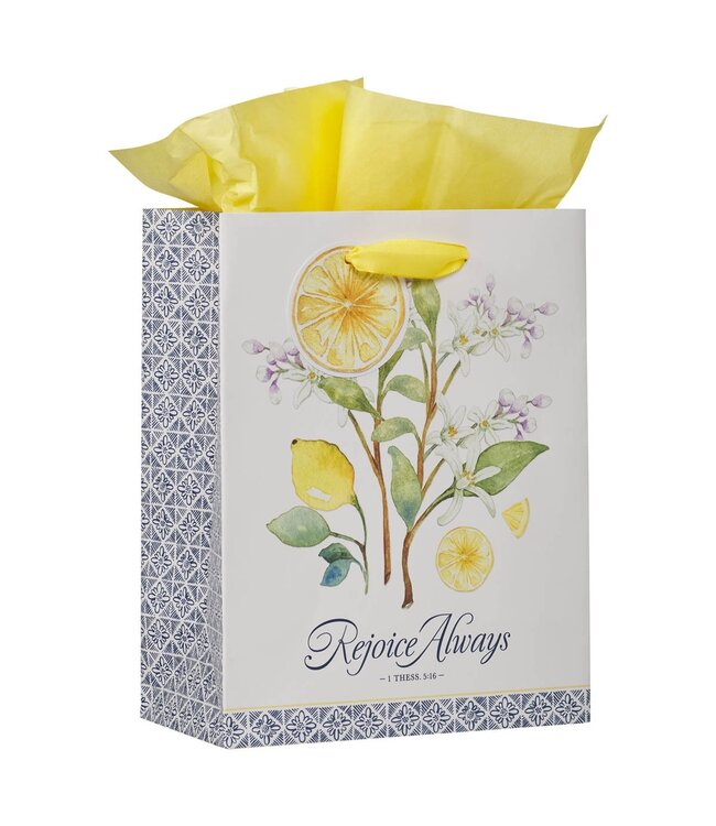 Rejoice Always White Lemon Medium Gift Bag - 1 Thessalonians 5:16 | 中型禮物袋