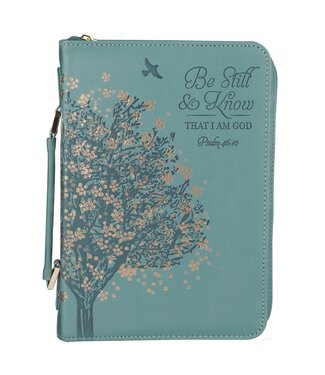 Christian Art Gifts Be Still and Know Teal Faux Leather Fashion Bible Cover - Psalm 46:10 | 仿皮聖經套