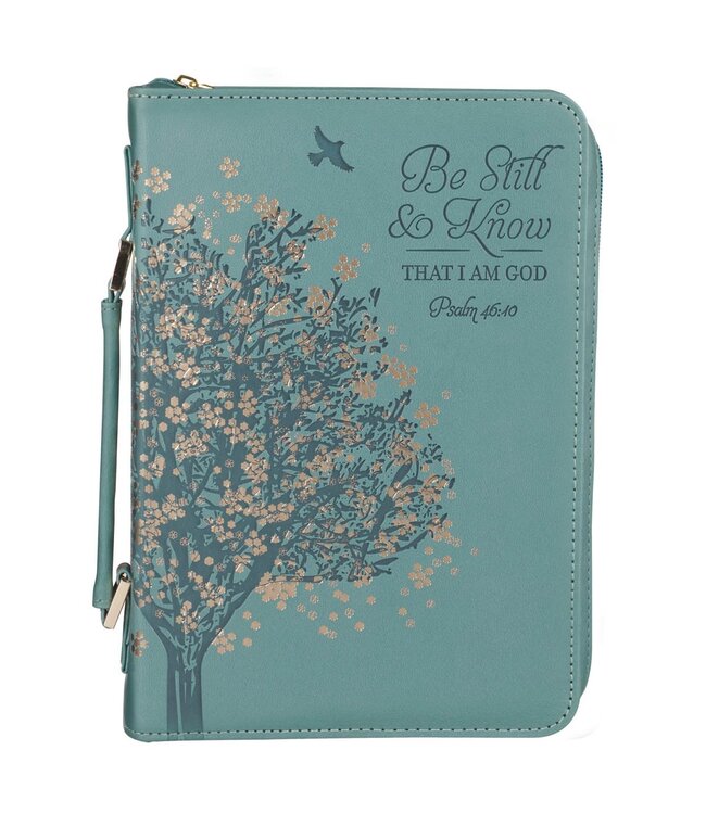 Be Still and Know Teal Faux Leather Fashion Bible Cover - Psalm 46:10 | 仿皮聖經套