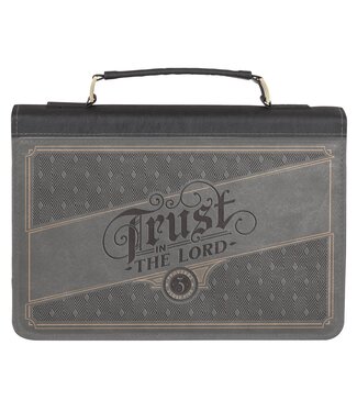 Christian Art Gifts Trust in the Lord Charcoal Faux Leather Bible Cover - Proverbs 3:5 | 仿皮聖經套