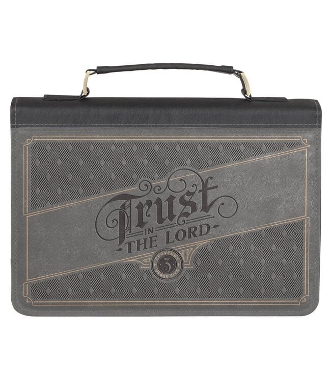 Trust in the Lord Charcoal Faux Leather Bible Cover - Proverbs 3:5 | 仿皮聖經套