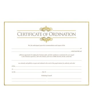 B&H Publishing Group Certificate-Ordination-Minister (Foil Stamped) (8-1/2" x 11) (Pack Of 6) | 按牧證書（6入）