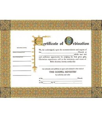 B&H Publishing Group Certificate-Ordination-Minister (4 Color) (8-1/2" x 11) (Pack Of 6) | 按牧證書（6入）