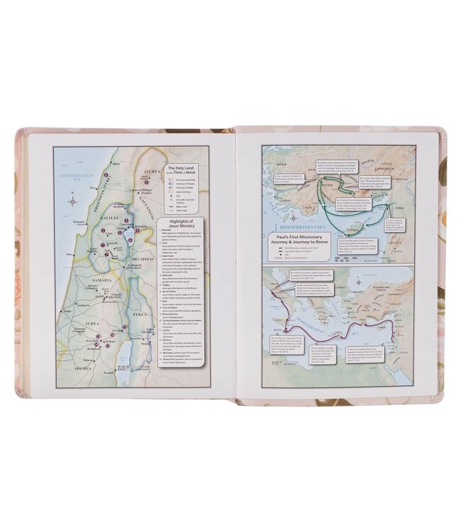 Peach Floral Margo Collection Faux Leather King James Version Note-taking Bible - Proverbs 31:25