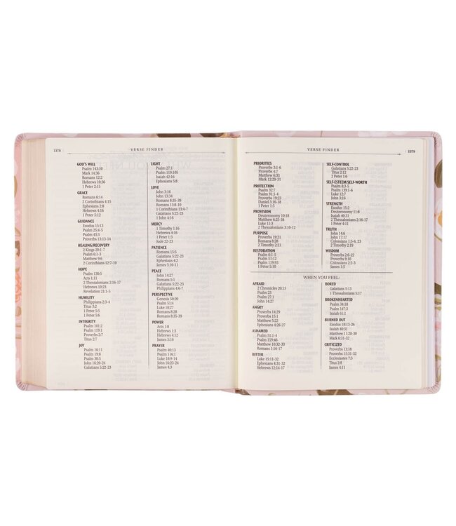 Peach Floral Margo Collection Faux Leather King James Version Note-taking Bible - Proverbs 31:25