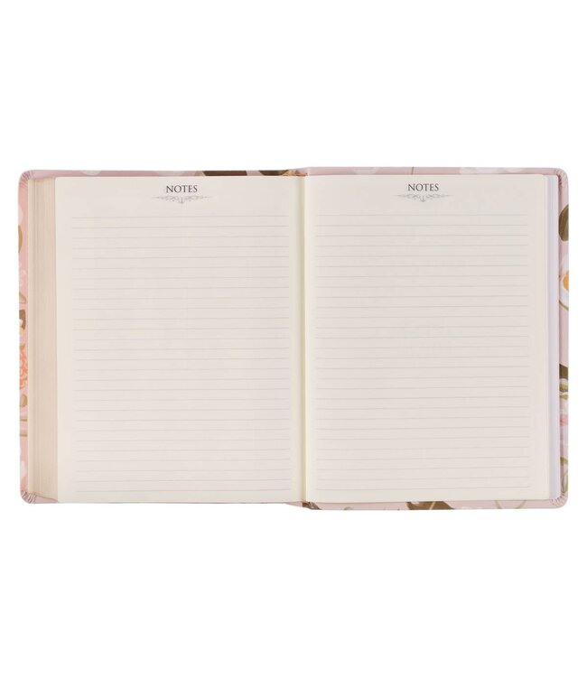 Peach Floral Margo Collection Faux Leather King James Version Note-taking Bible - Proverbs 31:25