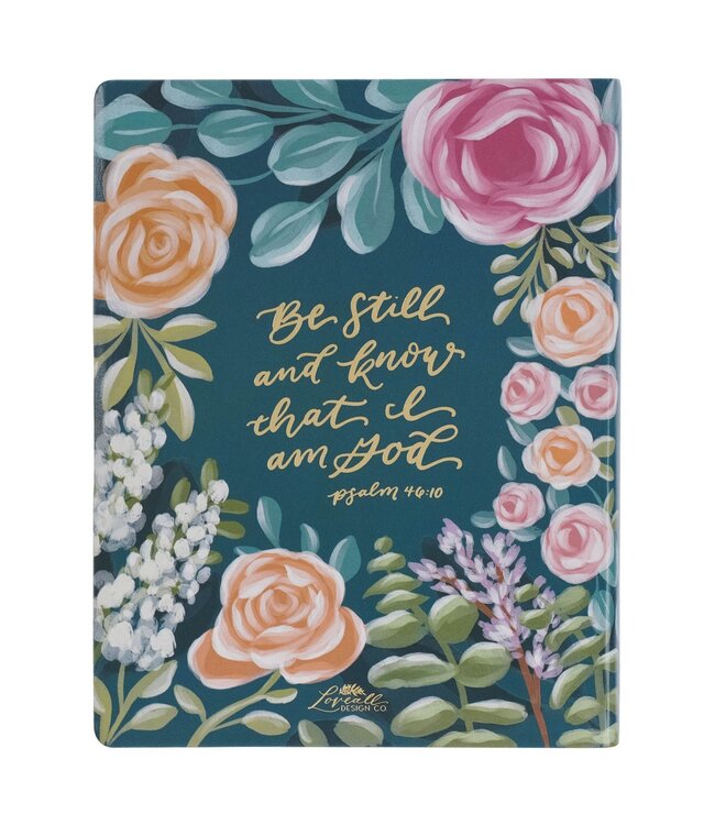Teal Floral Ally Collection Large Print Faux Leather King James Version Note-taking Bible - Matthew 22:37