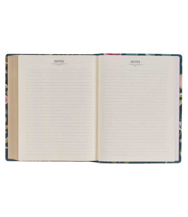 Teal Floral Ally Collection Large Print Faux Leather King James Version Note-taking Bible - Matthew 22:37