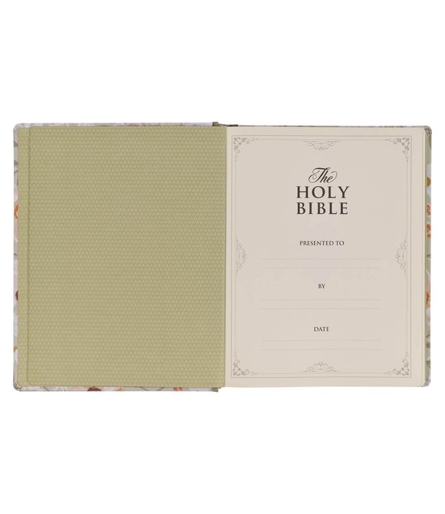 Sage Green Floral Hardcover Amelia Collection Large Print King James Version Note-taking Bible - Luke 22:42