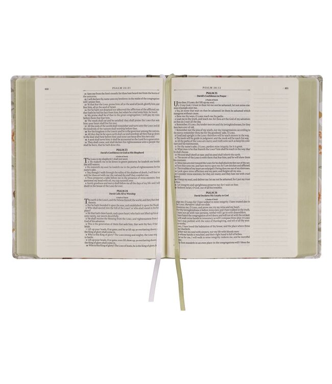 Sage Green Floral Hardcover Amelia Collection Large Print King James Version Note-taking Bible - Luke 22:42