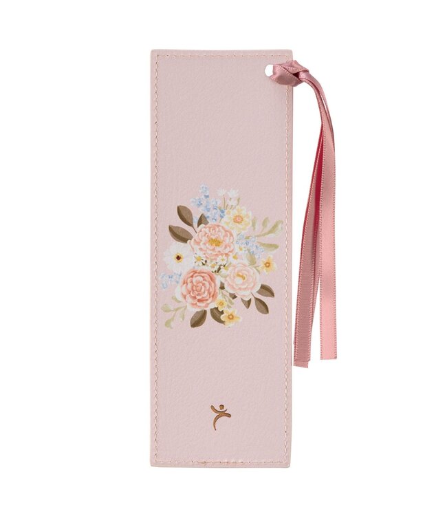 Strength and Dignity Dahlia Pink Faux Leather Bookmark - Proverbs 31:25 | 仿皮革書簽
