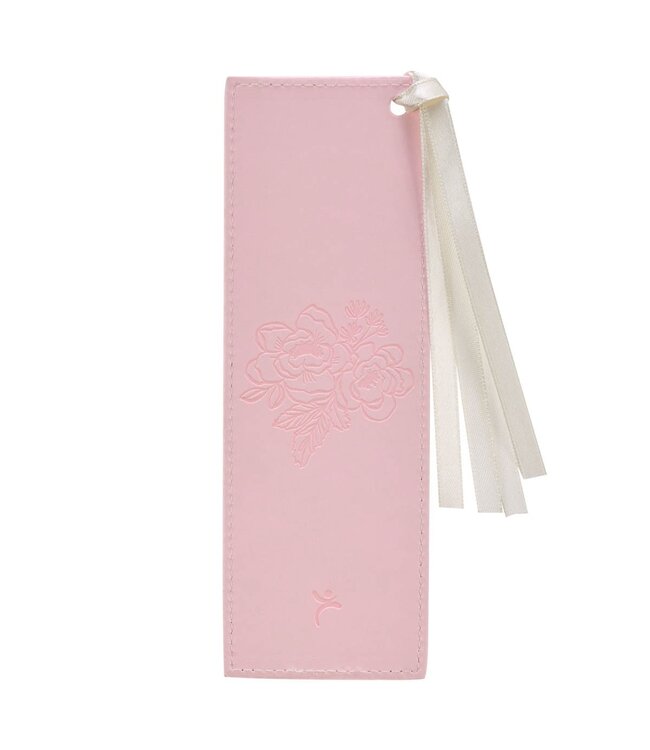 Under His Wings Pink Faux Leather Bookmark - Psalm 91:4 | 仿皮革書簽