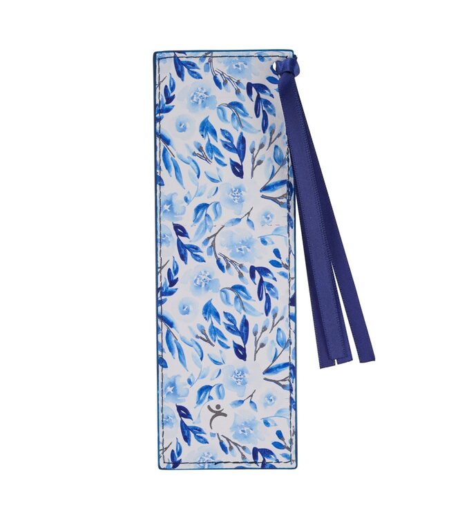 Trust in the Lord Blue Botany Faux Leather Bookmark - Proverbs 3:5 | 仿皮革書簽