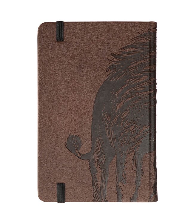 Strength and Defense Lion Walnut-Brown Faux Leather Hardcover Notebook with Elastic Band Closure - Exodus 15:2 | 仿皮精裝筆記簿，附鬆緊帶封口