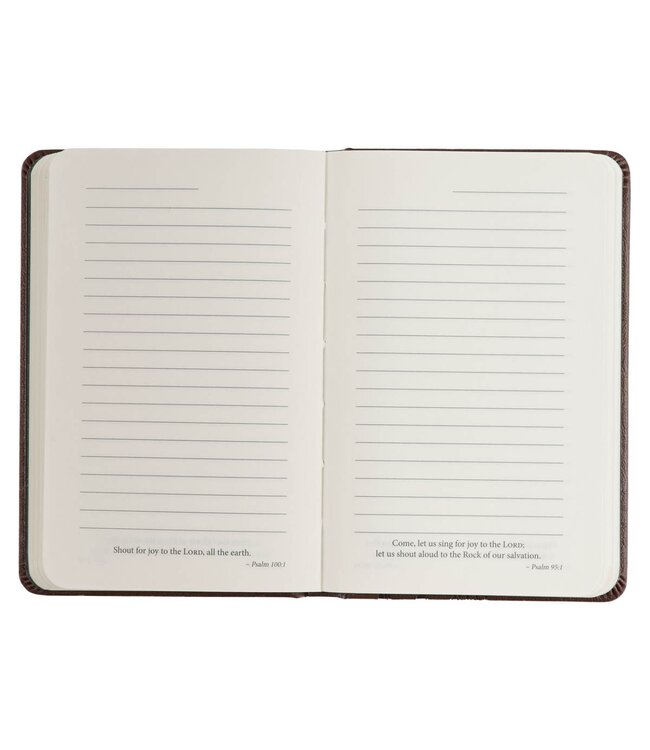 Strength and Defense Lion Walnut-Brown Faux Leather Hardcover Notebook with Elastic Band Closure - Exodus 15:2 | 仿皮精裝筆記簿，附鬆緊帶封口