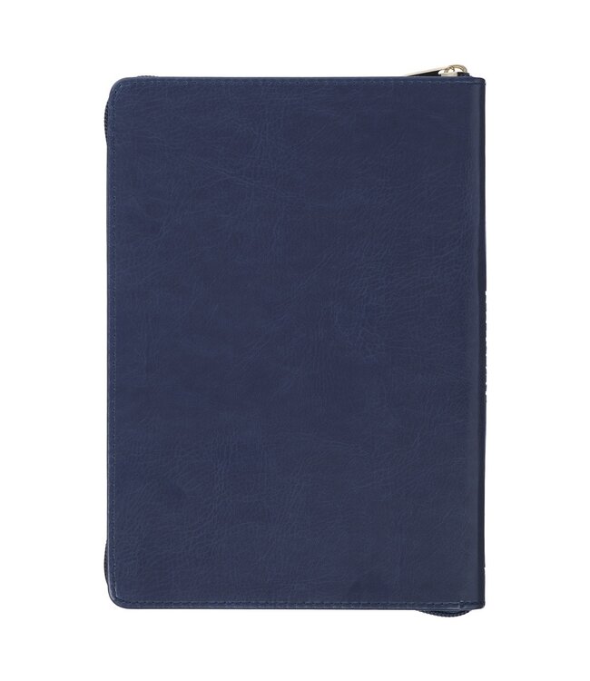 Be Strong and Courageous Blue Faux Leather Journal with Zipper Closure - Joshua 1:9 | 拉鍊式仿皮面筆記本